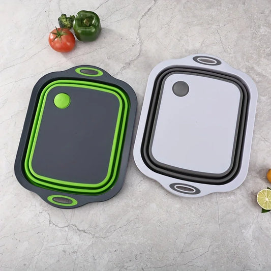3-in-1 Foldable Cutting Board with Wash Basin – Portable Collapsible Sink for Washing Vegetables & Food Prep