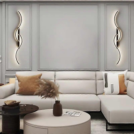 Modern LED Wall Light – Minimalist Long Strip Wall Sconce for Bedroom, Living Room & Indoor Decor Wavy Design