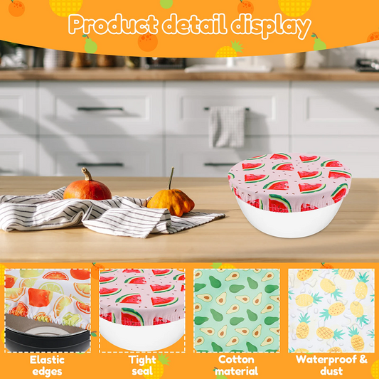 10Pcs Reusable Cotton Bowl Covers – Stretchable Elastic Food Lids for Home & Picnic
