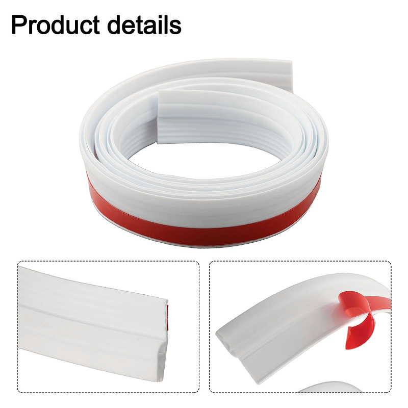 Roll of white foam strip with red adhesive strip on a white background