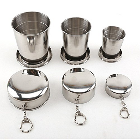 Stainless Steel Folding Travel Cup – Mini Retractable Cup for Camping & Outdoor Adventures