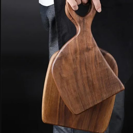 2pcs Walnut Wood Cutting Boards – Reversible Charcuterie Serving Set for Cheese, Bread & Meat