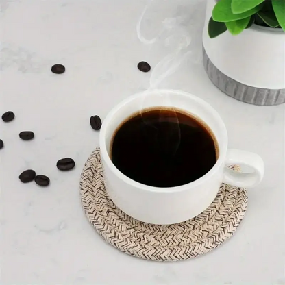 8pcs Boho Cotton Coasters with Holder – Absorbent Drink Mats for Cups & Home Decor