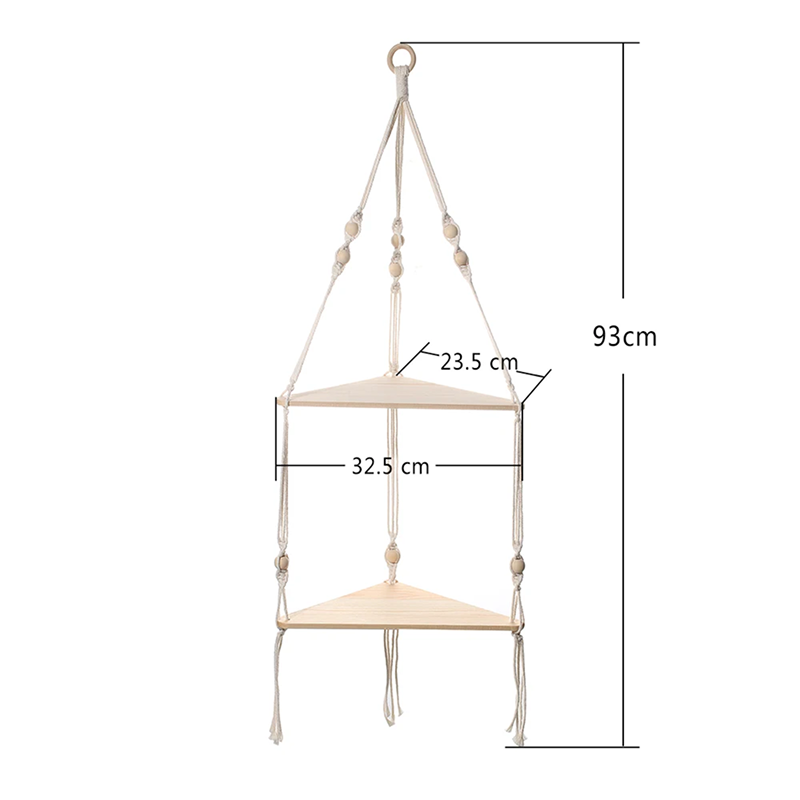 Boho Wood Corner Wall Shelf – 2/3 Tier Floating Triangle Display Rack for Living Room & Bedroom Decor