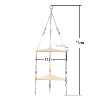 Boho Wood Corner Wall Shelf – 2/3 Tier Floating Triangle Display Rack for Living Room & Bedroom Decor