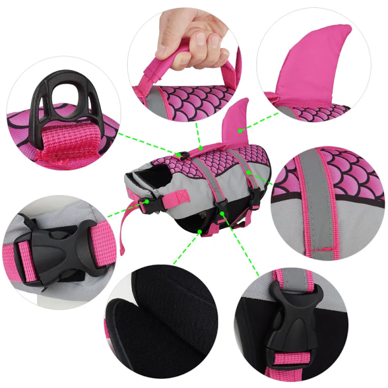 Dog Life Jacket Swim Vest – Shark Design Pet Floating Vest with Harness