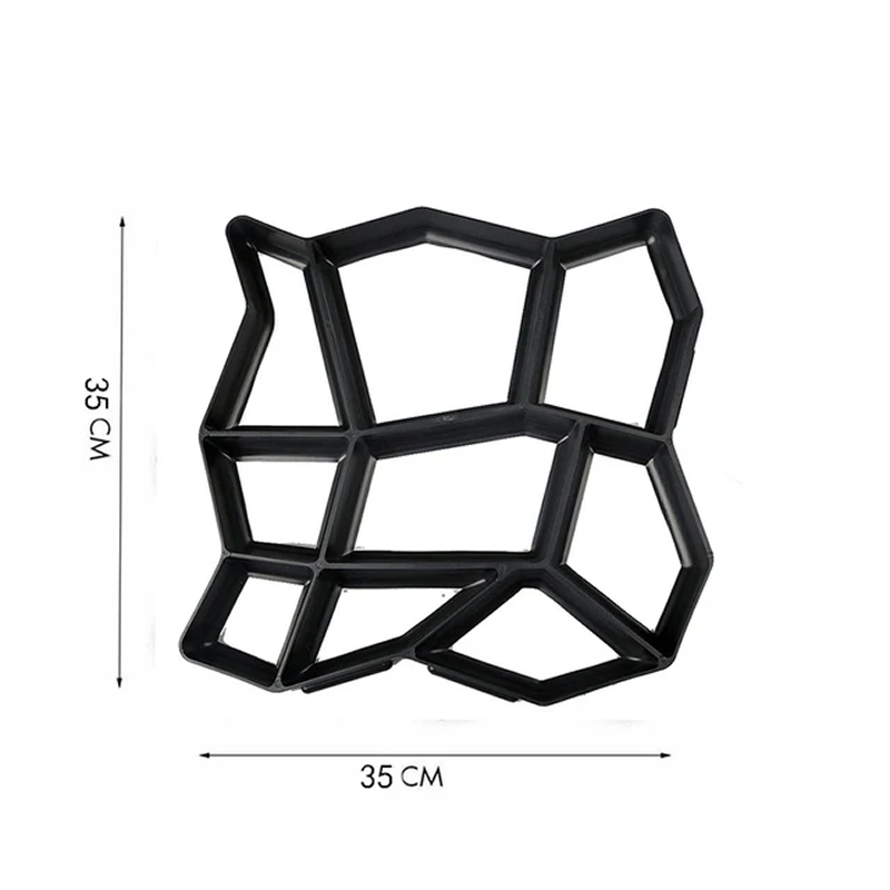 Black geometric wall shelf with dimensions on a white background