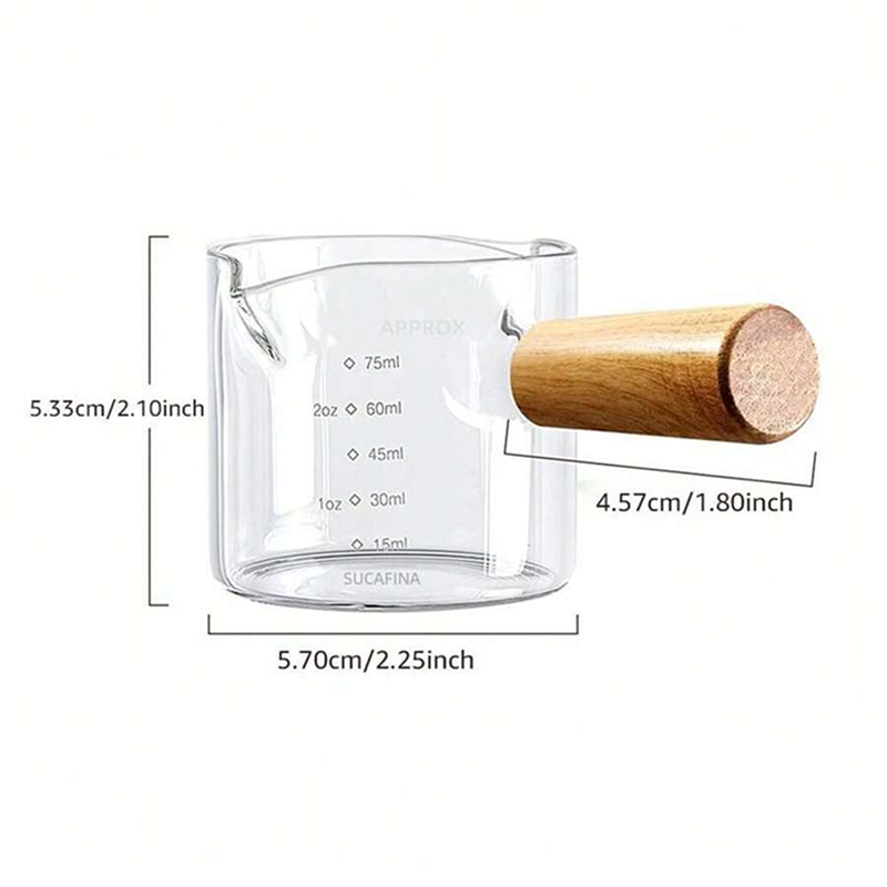 Double Spout Glass Measuring Cup – Coffee & Milk Jug with Handle and Measurement Scale