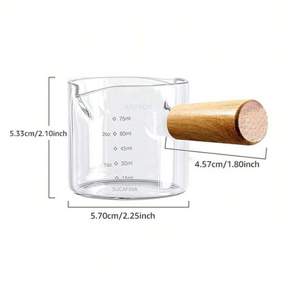 Double Spout Glass Measuring Cup – Coffee & Milk Jug with Handle and Measurement Scale