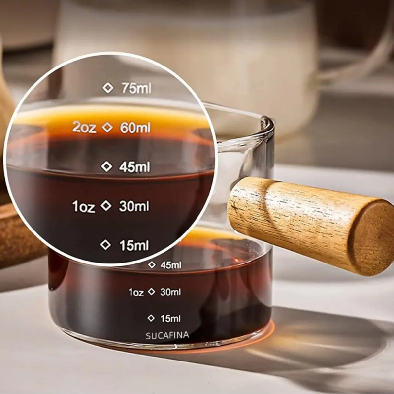 Double Spout Glass Measuring Cup – Coffee & Milk Jug with Handle and Measurement Scale