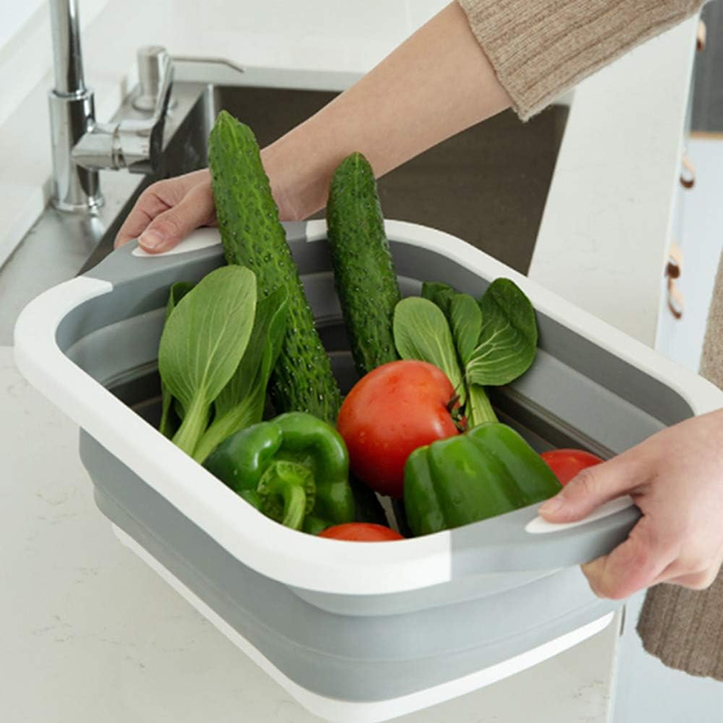 3-in-1 Foldable Cutting Board with Wash Basin – Portable Collapsible Sink for Washing Vegetables & Food Prep