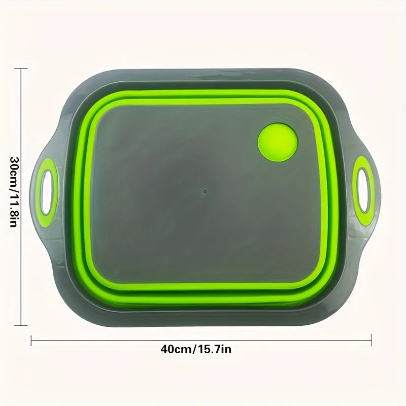 3-in-1 Foldable Cutting Board with Wash Basin – Portable Collapsible Sink for Washing Vegetables & Food Prep