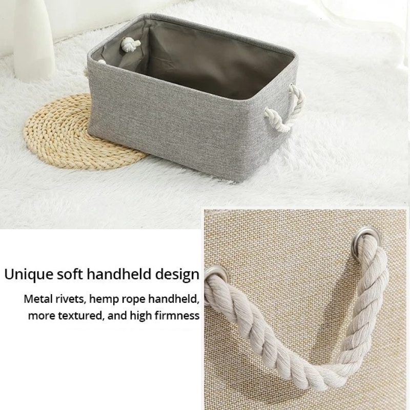 Foldable Linen Storage Basket with Handles – Fabric Organizer Bin for Closet, Wardrobe, Office, Bedroom, Toys & Laundry