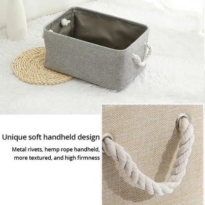 Foldable Linen Storage Basket with Handles – Fabric Organizer Bin for Closet, Wardrobe, Office, Bedroom, Toys & Laundry
