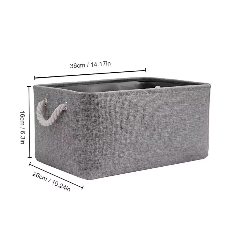 Foldable Linen Storage Basket with Handles – Fabric Organizer Bin for Closet, Wardrobe, Office, Bedroom, Toys & Laundry