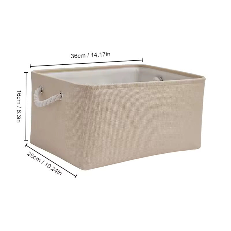 Foldable Linen Storage Basket with Handles – Fabric Organizer Bin for Closet, Wardrobe, Office, Bedroom, Toys & Laundry