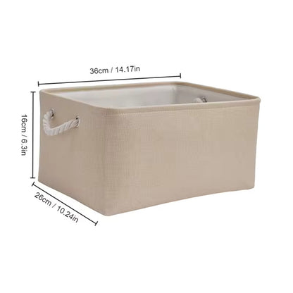 Foldable Linen Storage Basket with Handles – Fabric Organizer Bin for Closet, Wardrobe, Office, Bedroom, Toys & Laundry