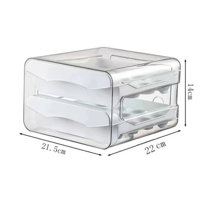 Kitchen Egg Organizer – 2-Layer Plastic Refrigerator Storage Drawer Box