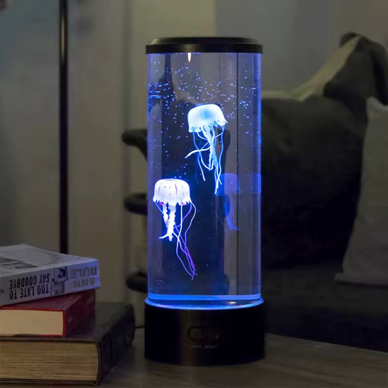 Decorative lamp with jellyfish design on a table