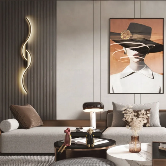 Modern LED Wall Light – Minimalist Long Strip Wall Sconce for Bedroom, Living Room & Indoor Decor Wavy Design