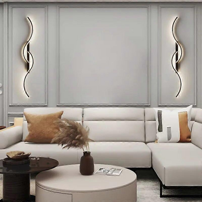 Modern LED Wall Light – Minimalist Long Strip Wall Sconce for Bedroom, Living Room & Indoor Decor Wavy Design