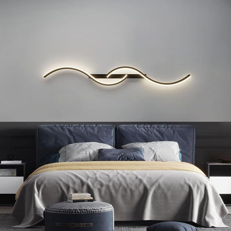 Modern LED Wall Light – Minimalist Long Strip Wall Sconce for Bedroom, Living Room & Indoor Decor Wavy Design