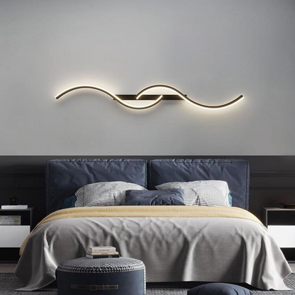 Modern LED Wall Light – Minimalist Long Strip Wall Sconce for Bedroom, Living Room & Indoor Decor Wavy Design