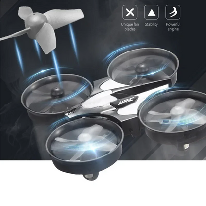 Drone with four propellers on a dark background