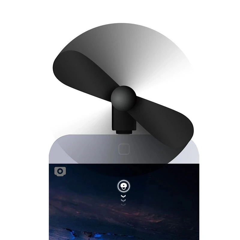 Black and white fan with a screen displaying water at night on a white background