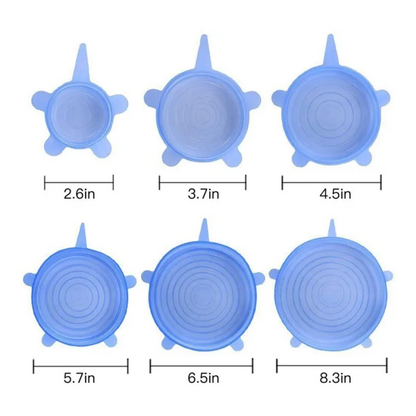 6-Pack Reusable Silicone Stretch Lids – Universal Food Covers for Bowls, Containers & Microwave Use