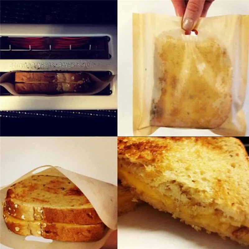 5-Pack Reusable Toaster Bags – Non-Stick Sandwich Bread Bags for Microwave & Toaster Use