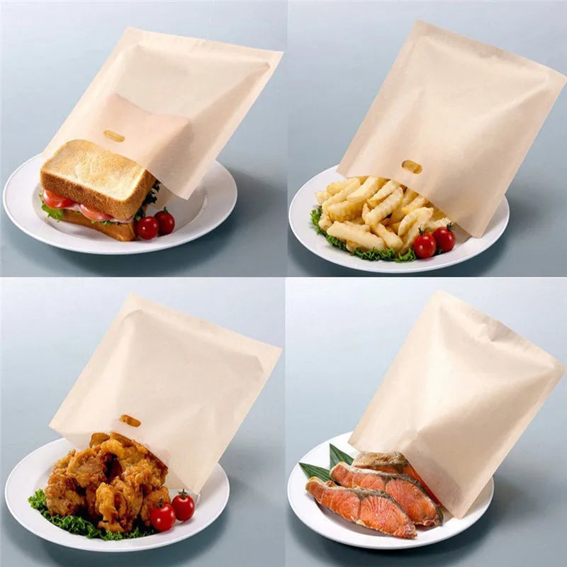 5-Pack Reusable Toaster Bags – Non-Stick Sandwich Bread Bags for Microwave & Toaster Use