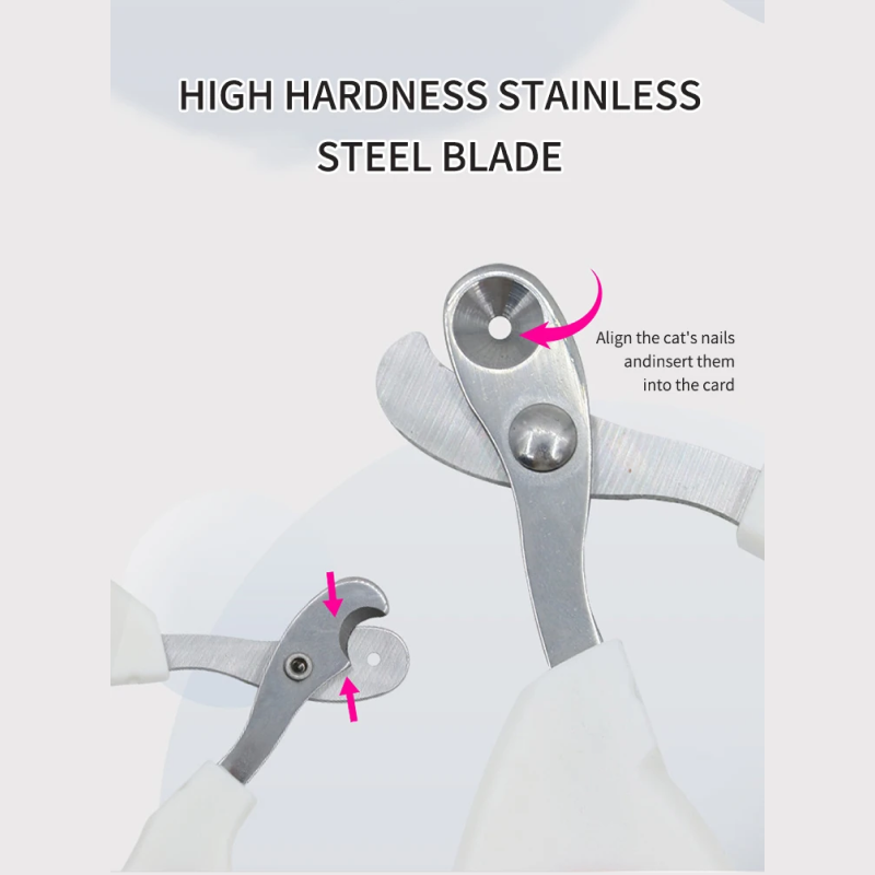 Pet nail trimmer with high hardness stainless steel blade on a white background