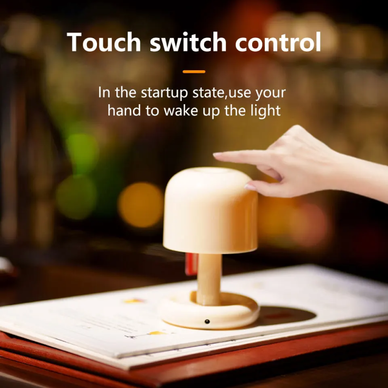 Rechargeable LED Mushroom Night Light – USB Sunset Projection Table Lamp for Bedroom, Desk, Bar & Home Decor