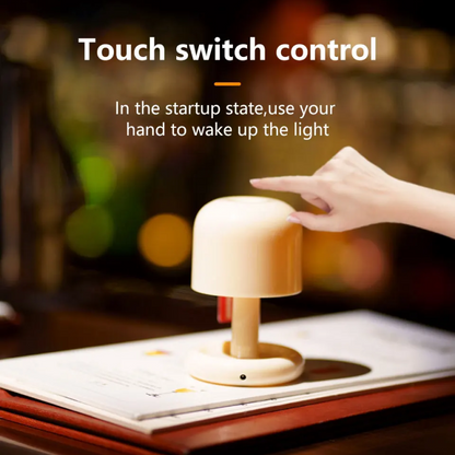 Rechargeable LED Mushroom Night Light – USB Sunset Projection Table Lamp for Bedroom, Desk, Bar & Home Decor