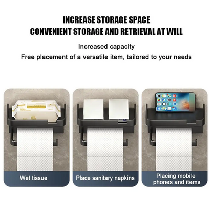 Multi-functional storage holder with wet tissue, sanitary napkins, and phone compartments.