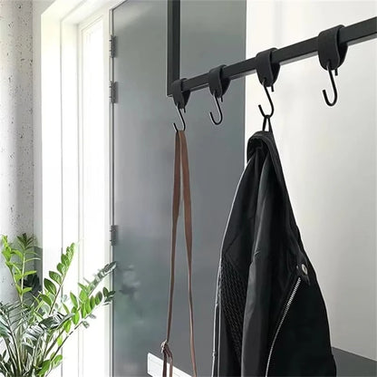 5 Pcs S Hooks with Leather Loop – Black Metal Wall Hooks for Hanging Plants, Clothes, Kitchen Utensils, Pots, Pans & Bags
