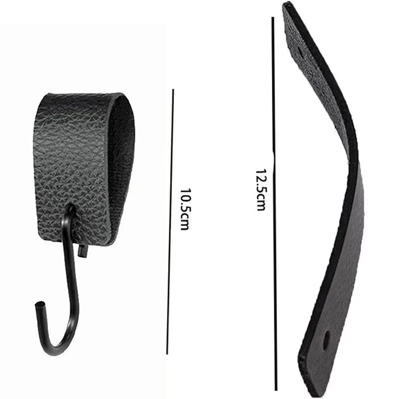 5 Pcs S Hooks with Leather Loop – Black Metal Wall Hooks for Hanging Plants, Clothes, Kitchen Utensils, Pots, Pans & Bags