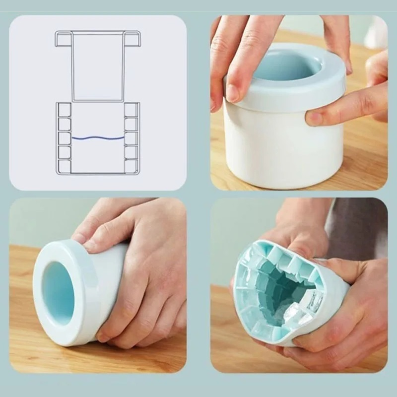Silicone Ice Cube Mold & Bucket – Round Ice Maker for Freezer, DIY Summer Drinks & Barware Use