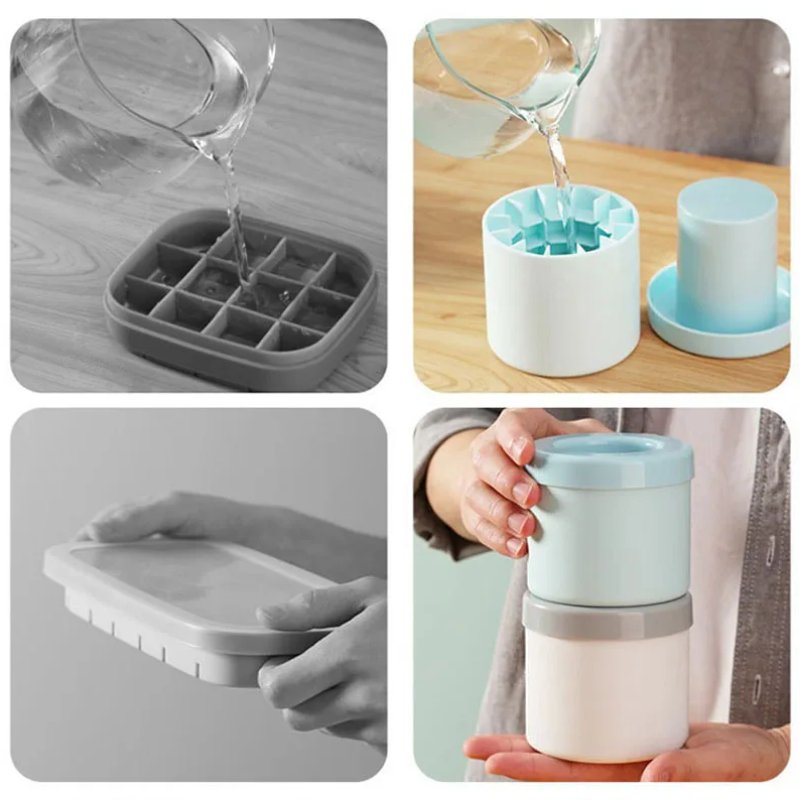 Silicone Ice Cube Mold & Bucket – Round Ice Maker for Freezer, DIY Summer Drinks & Barware Use