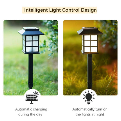 Solar garden light with intelligent light control design, charging during the day and turning on at night.