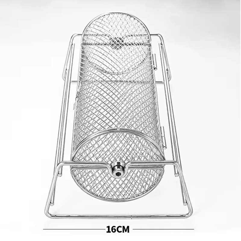 Metal mesh basket with dimensions on a white background