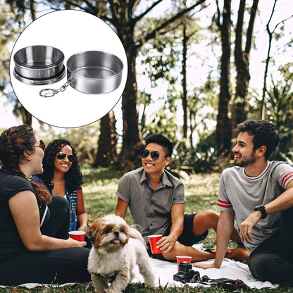 Stainless Steel Folding Travel Cup – Mini Retractable Cup for Camping & Outdoor Adventures