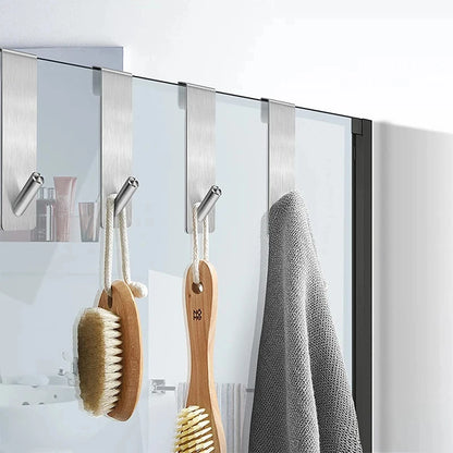 Stainless Steel Over Shower Door Hook – Glass Door Towel & Bathrobe Hanger Holder, Bathroom Accessories Organizer