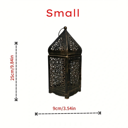 Vintage Arab Metal Lantern – Decorative Candle Holder for Home Tabletop Decor (No Candle)