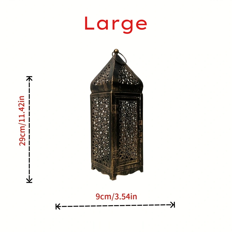 Vintage Arab Metal Lantern – Decorative Candle Holder for Home Tabletop Decor (No Candle)
