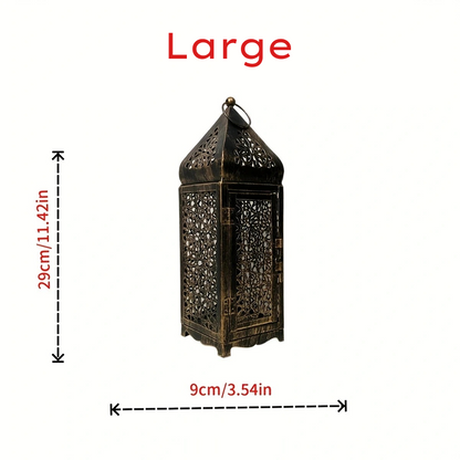 Vintage Arab Metal Lantern – Decorative Candle Holder for Home Tabletop Decor (No Candle)
