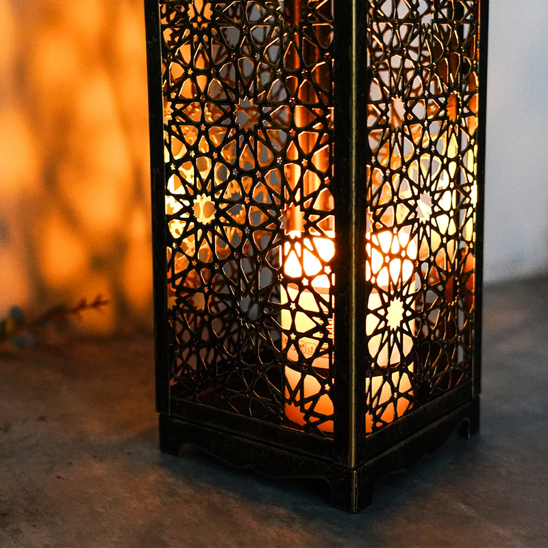 Vintage Arab Metal Lantern – Decorative Candle Holder for Home Tabletop Decor (No Candle)